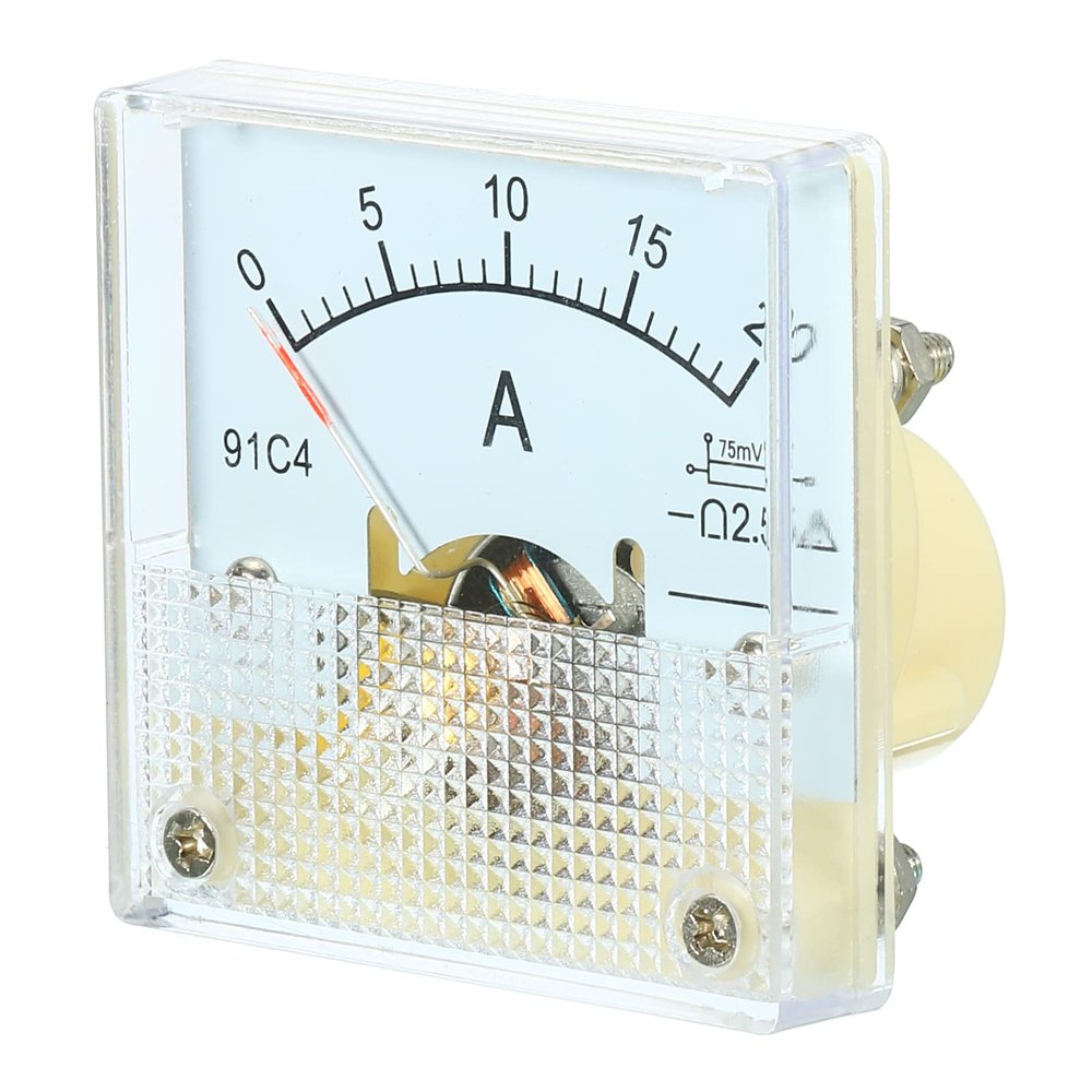YOKIVE Analog Panel Ammeter, 91C4 Ampere Meter Current Tester, Great for Office, Art, Home, Daily Use (DC 0-20A)