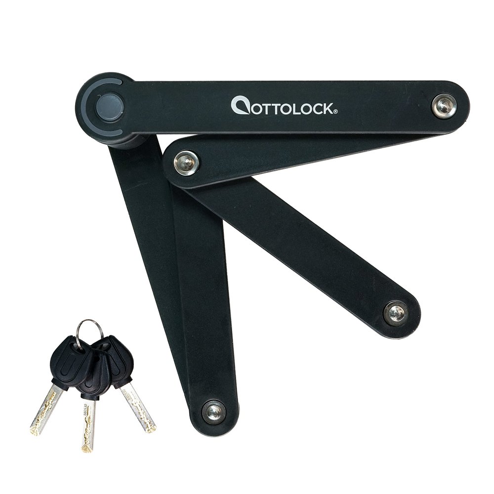 OTTOLOCK SIDEKICK Folding Lock - Heavy Duty Anti Theft Bicycle Lock With Key And Mount, Silicone-Coated, Electric Bike Accessories