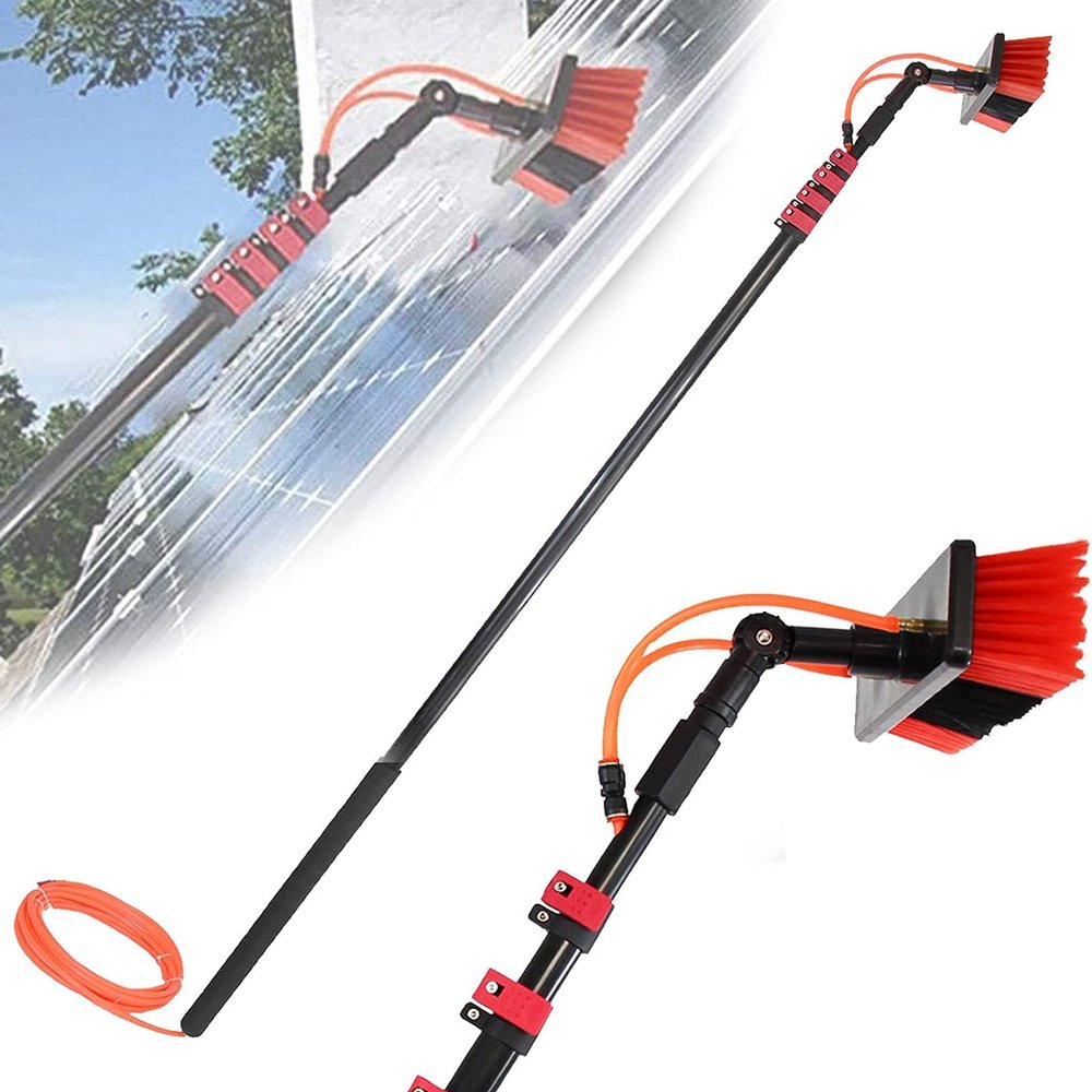 Water Fed Pole Kit,Water Fed Brush Window Cleaning Tool Kit, Window Cleaning Pole Rinse Bar Brush Window Washer Combo Window Washing Equipment for Car Indoor Outdoor High Windows (Size : 24FT/7.2M)