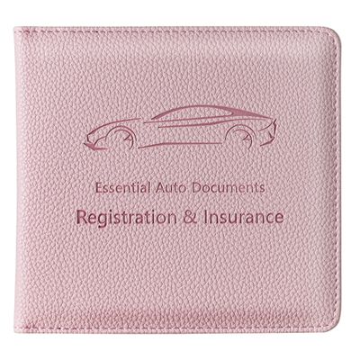 Mymazn Car Registration & Insurance Holder - PU Leather Document Holder with Magnetic Closure for Driver's License & Essential Papers, Pink