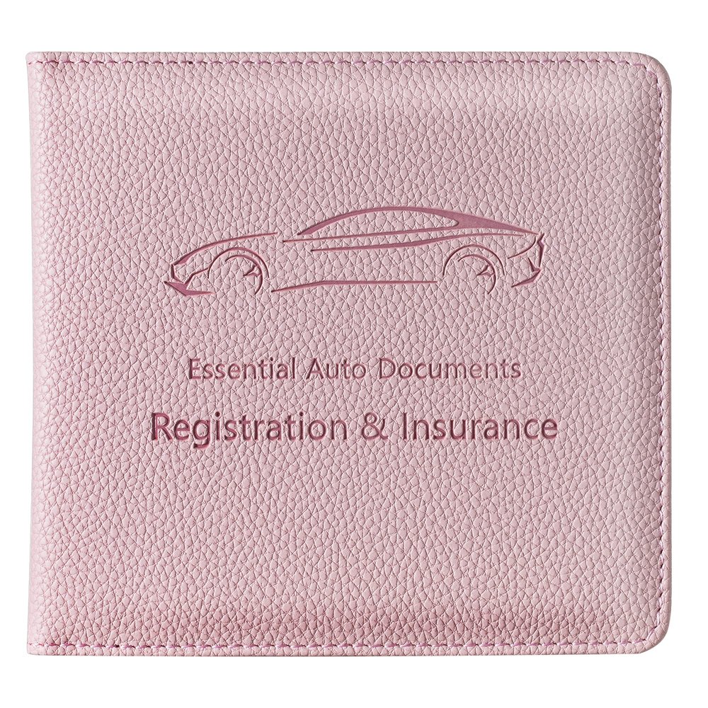 Mymazn Car Registration & Insurance Holder - PU Leather Document Holder with Magnetic Closure for Driver's License & Essential Papers, Pink