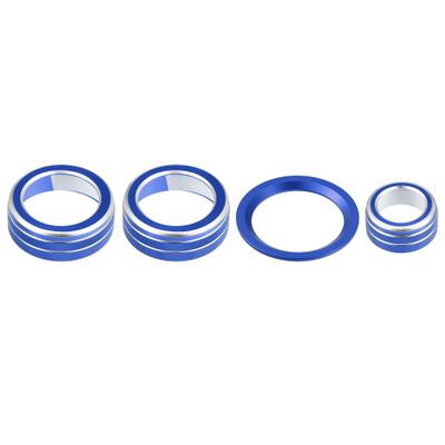 X AUTOHAUX 4pcs Air Conditioner Knob Ring Covers Volume Knob Control Knob Start Stop Push Button for Honda CRV 2017 2018 2019 2020 2021 Blue