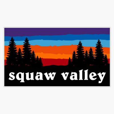 Squaw Valley California Forest Camping Ski Snowboard Hiking Mountain Lake Tahoe Sunset Gift Ideas Sticker Vinyl Decal Bumper Sticker 5"
