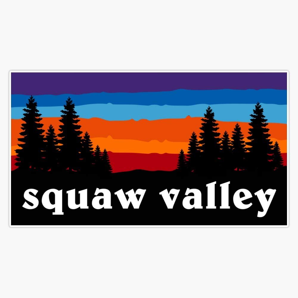 Squaw Valley California Forest Camping Ski Snowboard Hiking Mountain Lake Tahoe Sunset Gift Ideas Sticker Vinyl Decal Bumper Sticker 5"