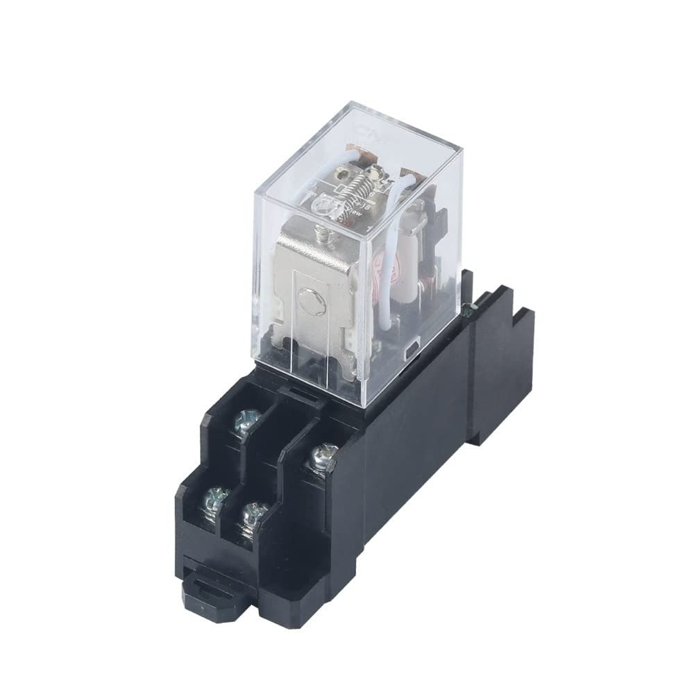 Relay 1Set Power Relay Coil General Purpose Relay LY2 DPDT LY2NJ Relais DC 12v/24v AC 110v/220v Relay Switch with Socket Base (Size : 12V VAC)