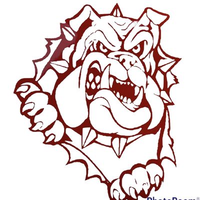 Bulldog Bursting Through Red Vinyl Car Decal Sticker