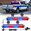 Xprite 2x16" Emergency Dash Strobe Lights, 22 Modes & Stable Vacuum Suction Cups, Windshield Visor Traffic Aluminum Dual Lightbar for Construction Trucks Plows Postal Security Cars Red Blue view 1