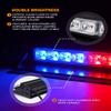 Xprite 2x16" Emergency Dash Strobe Lights, 22 Modes & Stable Vacuum Suction Cups, Windshield Visor Traffic Aluminum Dual Lightbar for Construction Trucks Plows Postal Security Cars Red Blue view 2