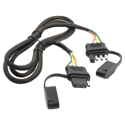 Oyviny Vehicle-Side and Trailer-Side 4-Pin Flat Wiring Harness 4 Ft, 4 Way Trailer Wire Harness Male Female Plug with Rubber Dust Cover 16AWG Pure Copper 4 Flat Trailer Extension 48-inch Wires