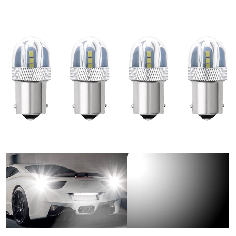 OtpOutopa 1156 S25 BA15S LED Bulbs Brake Lights Strobe Flashing or Long Light White 6SMD for Car Turn Signal Lights Stop Light Tail Light Reverse Lamp 1073 1093 1129 1141 1206 Bulbs (4PCS)