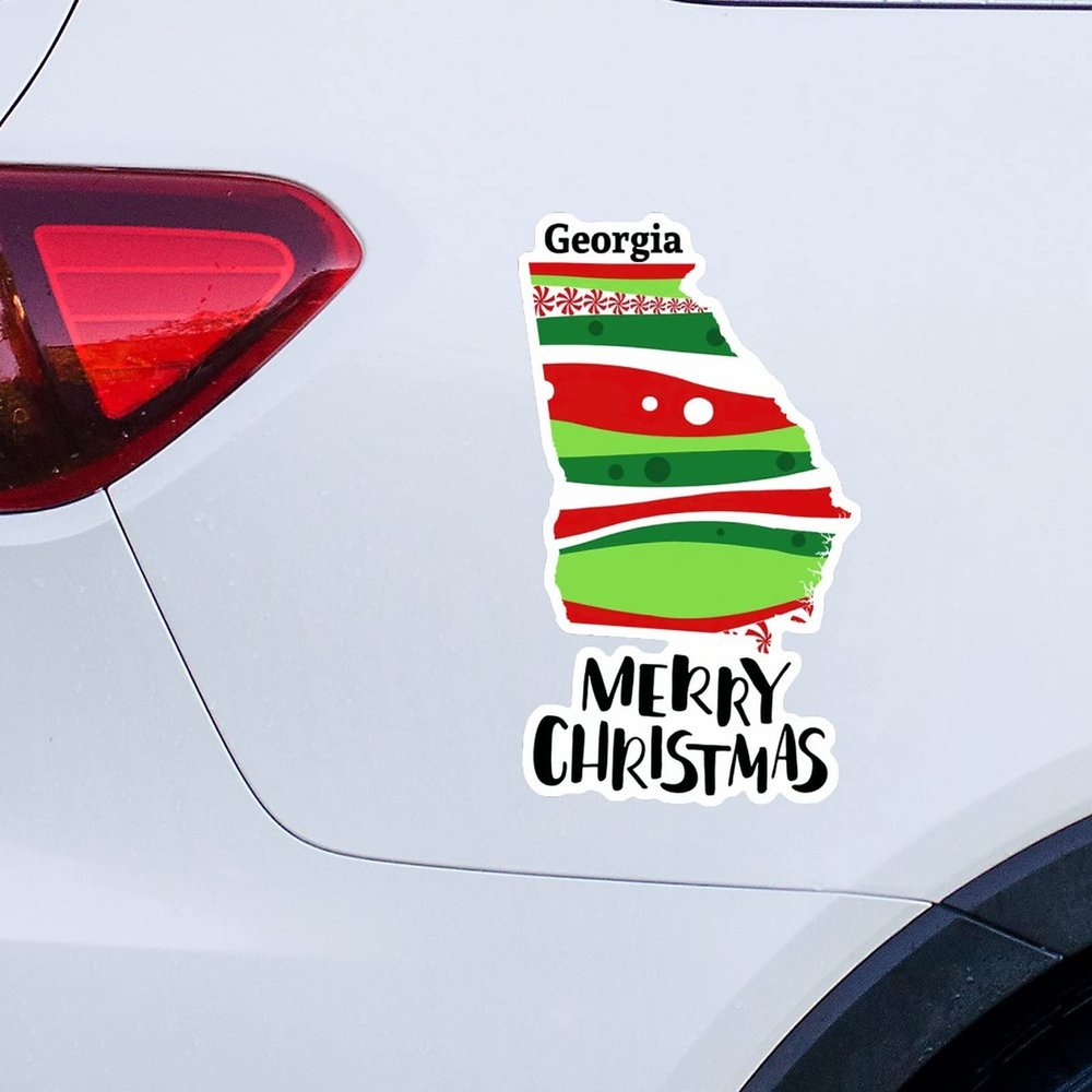 Christmas Stickers Georgia State Car Window Stickers Christmas Decoration Georgia Map Car Decal Window Decal Merrry Christmas Sweet Home Vinyl Decal for Car Truck Bumper Window Laptop