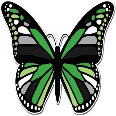 Aromantic Monarch Butterfly, Hidden LGBTQ+ Flag - 2 Inch Full Color Vinyl Decal for Indoor or Outdoor use, Cars, Laptops, Dcor, Windows, and More