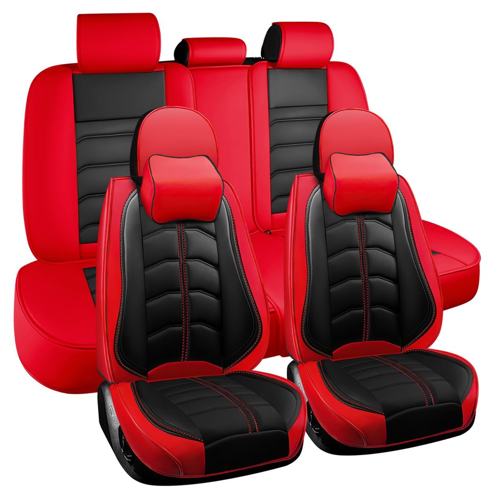 JARMAY Car Seat Cover for Infiniti G37 2008-2013, Durable Wear Resistant Waterproof Seat Cover, Breathable No Odor Premium Leather Vehicle Interior Accessories.(Luxury 5 Seats,Black Red)
