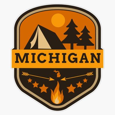 Camping In Michigan Sticker Vinyl Decal Bumper Sticker 5"