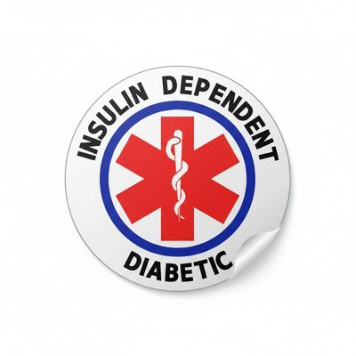 Insulin Dependent Diabetic Medical Alert Stickers 2 Pack Waterproof Vinyl Decals for Bumper, Laptop, Phone Case, Helmet High Visibility Safety Alert Sign