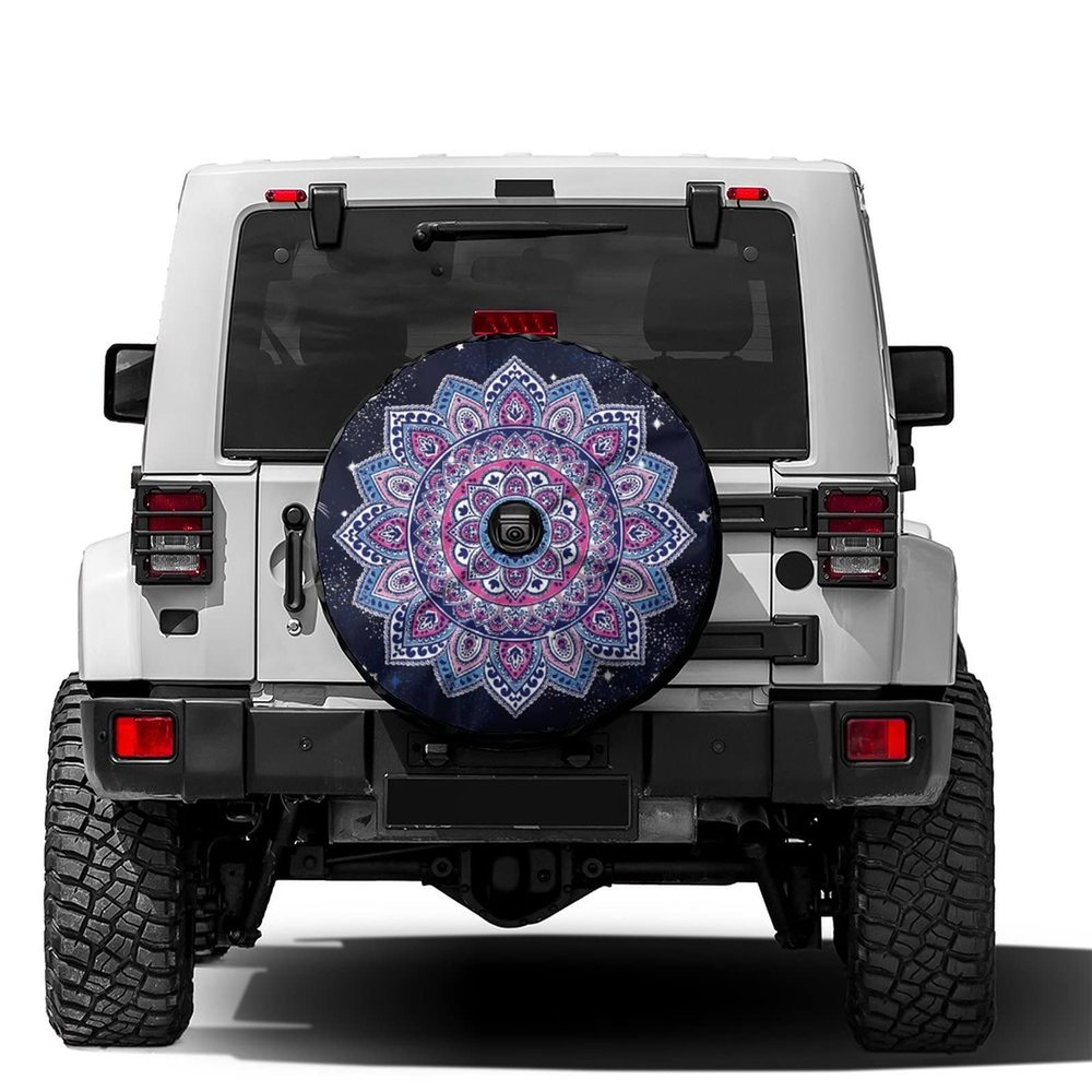 Foruidea Mandala Spare Tire Cover with Backup Camera Hole Wheel Tire Cover Fit Trailer, RV, SUV and Many Vehicle 16inch