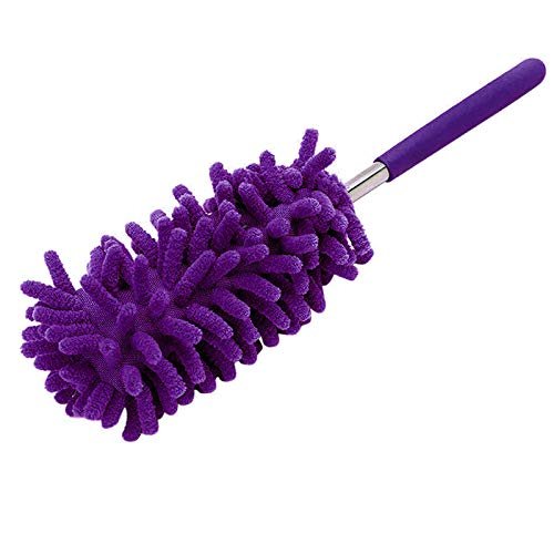 Microfiber Mini Duster Cleaning Brush Dust Cleaner Hand Duster Extendable Handle Soft Fans for Indoor Home Ceiling Cleaning(Purple)