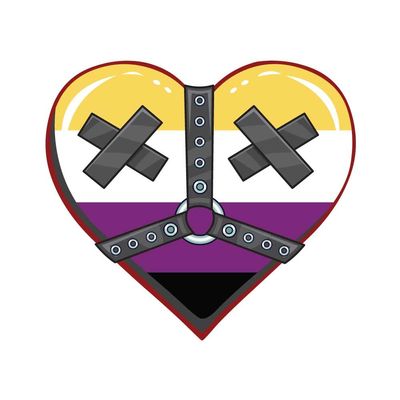 Dark Spark Decals Non-Binary Kink Pride Heart with Pasties and Harness LGBTQ+ Flag - 3 Inch Full Color Vinyl Decal for Indoor or Outdoor use, Cars, Laptops, Dcor, Windows, and More