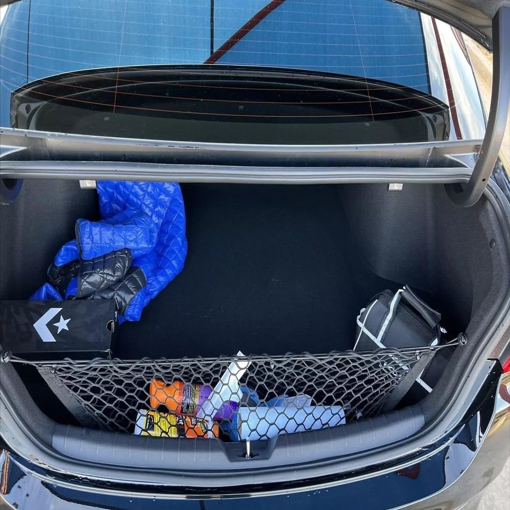EACCESSORIES EA Rear Trunk Organizer Cargo Net for Kia K5 2021-2025 Envelope Style Cargo Net for Sedan Premium Mesh Elastic Car Trunk Organizer Vehicle Carrier Storage Compatible with K5