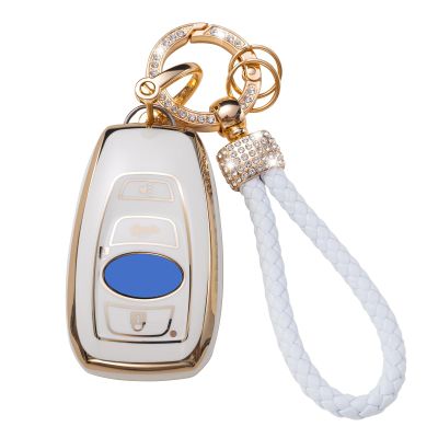 Gematay for Subaru Key Fob Cover with Keychain Lanyard, Soft TPU Key Fob Protector Compatible with Ascent BRZ Crosstrek Forester Impreza Legacy Outback WRX STI Smart Key Case