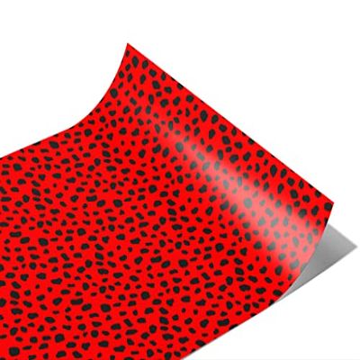 Rwraps Red Dalmation Gloss Vinyl Film Wrap 59in x 30ft Vinyl Vehicle Car Film Sheet Roll