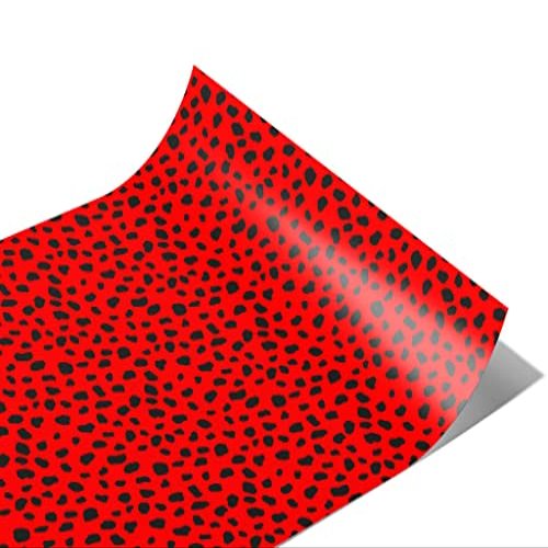 Rwraps Red Dalmation Gloss Vinyl Film Wrap 59in x 30ft Vinyl Vehicle Car Film Sheet Roll