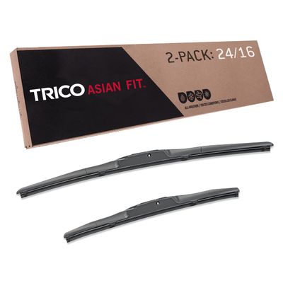 TRICO Solutions Asian Fit 24 Inch & 16 Inch Pack of 2 High Performance Automotive Replacement Windshield Wiper Blades for Select Honda, Hyundai, Toyota, Mitsubishi, and Kia Models (57-2416)