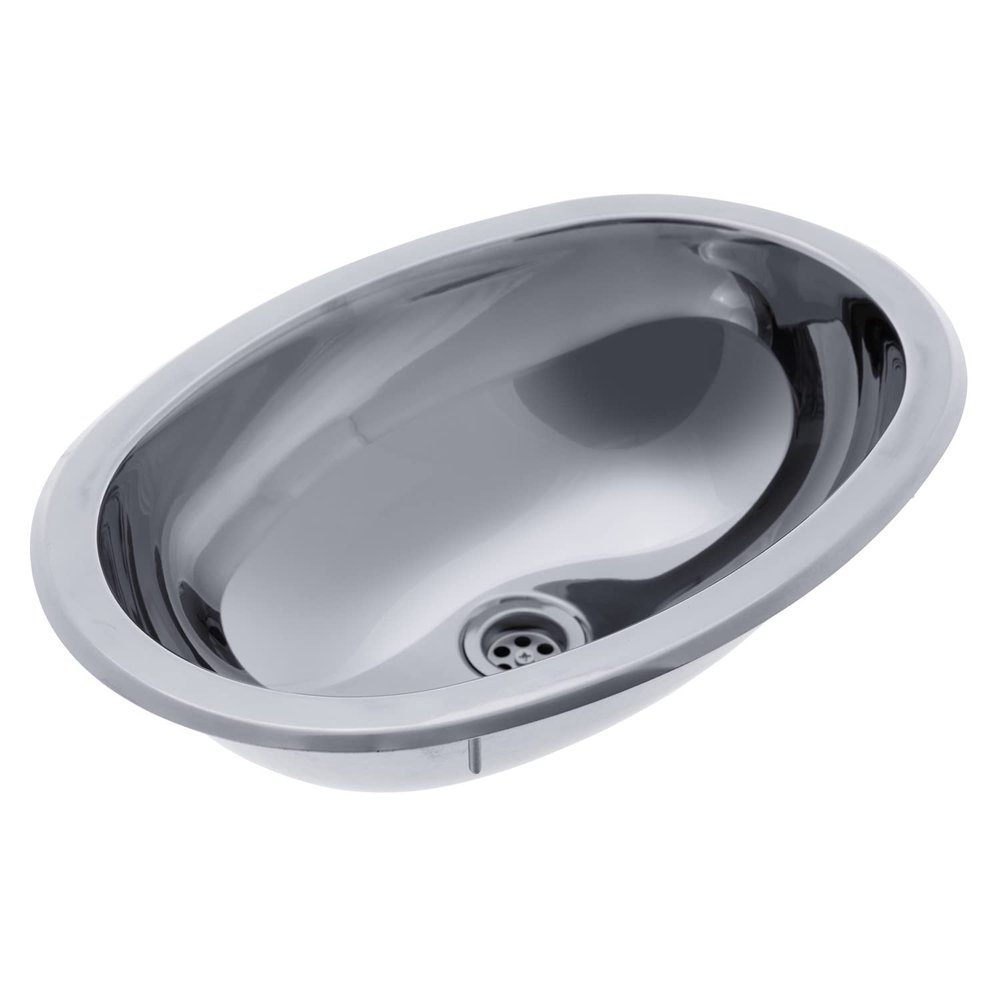 AMBASSADOR Marine Grade 304 Stainless Steel Cylinder Sink Ultra-Mirror Finish, 17" x 12" Dia. x 5" Deep (S67-6515-UM-W) for Boat/RV/Camper Galley, Kitchen, or Bathroom
