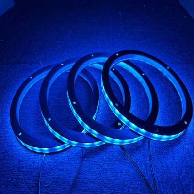 4PCS 8" RGB Car LED Speaker Ring Lights Coaxial Speaker Lights Music Dance Decorative Light Kit Multiple Spacer Ring Light Bluetooth App/RF Remote Control
