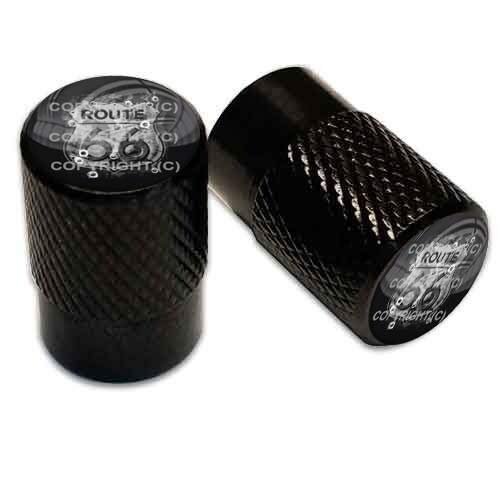 2 Black Billet Aluminum Knurled Tire Air Valve Stem Caps for Route 66 Shot 051 Model-PYT-8888-1116