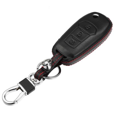 X AUTOHAUX Faux Leather 3 Button Car Key Fob Case Cover for Ford F-150 F-250 F350 2015-2020 F-450 F-550 2018 2019 for Ranger 2019 Explorer 2016 2017 Ecosport 2018 2019 with Key Rings Black