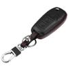 X AUTOHAUX Faux Leather 3 Button Car Key Fob Case Cover for Ford F-150 F-250 F350 2015-2020 F-450 F-550 2018 2019 for Ranger 2019 Explorer 2016 2017 Ecosport 2018 2019 with Key Rings Black view 1