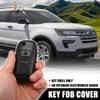 X AUTOHAUX Faux Leather 3 Button Car Key Fob Case Cover for Ford F-150 F-250 F350 2015-2020 F-450 F-550 2018 2019 for Ranger 2019 Explorer 2016 2017 Ecosport 2018 2019 with Key Rings Black view 2