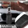 X AUTOHAUX Faux Leather 3 Button Car Key Fob Case Cover for Ford F-150 F-250 F350 2015-2020 F-450 F-550 2018 2019 for Ranger 2019 Explorer 2016 2017 Ecosport 2018 2019 with Key Rings Black view 3