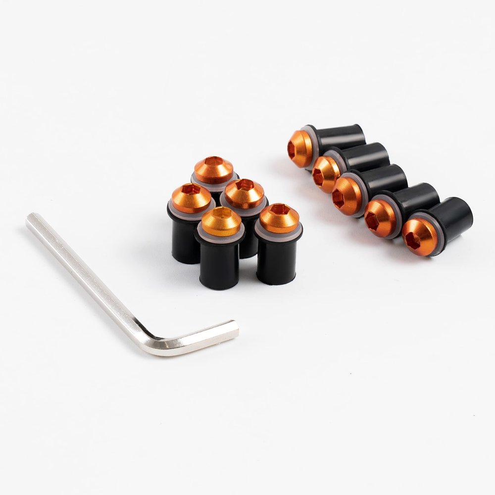 Aluminium Bolts Well nut Bolt Kit Windscreen Installation Kit For ZX9R 1994 1999 95 96 97 98 ZX-9R Works on OEM or Aftermarket Windshields Bolts Clips Screw Kits (Orange)