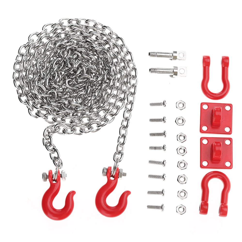 Oumefar RC Mini Metal Trailer Hook & Chain, RC Car Tow Hook Trailer Chain Set, RC U Shaped Tow Hook Trailer Chain Assemble Parts for RC Climbing Crawler Car Upgrade Part RC Car Accessories