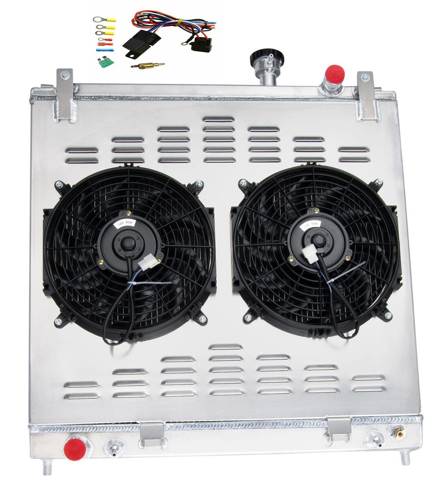 HKAUTOPART Radiator for 2004-2015 Nissan Armada Titan Pickup Truck 5.6L V8 Flex Gas & 2004-2010 Infiniti QX56 5.6L V8 Gas, 4 Row Full Aluminium Radiator + 2 x 12 Inch Fans + Shroud + Relay Kit