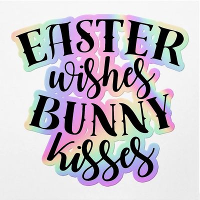 Holographic Decal Stickers Of Easter Wishes Bunny Kisses Premium Waterproof Vinyl Decal Stickers For Laptop Phone Accessory Helmet Car Window Mug Tuber Cup Door Wall Decoration ANDVER30g8361HO110422