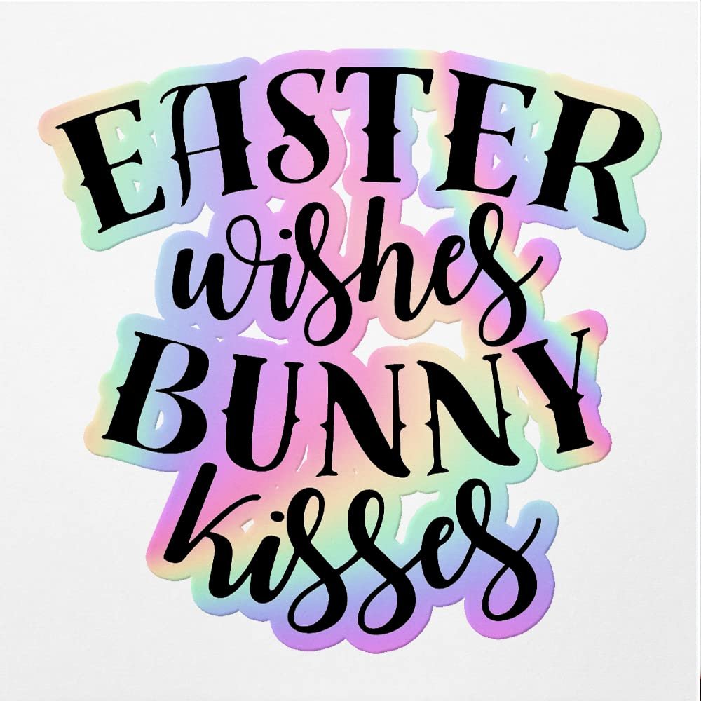 Holographic Decal Stickers Of Easter Wishes Bunny Kisses Premium Waterproof Vinyl Decal Stickers For Laptop Phone Accessory Helmet Car Window Mug Tuber Cup Door Wall Decoration ANDVER30g8361HO110422