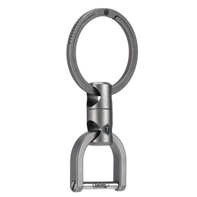 KeyUnity KM13 Swivel Keychain with D Ring Key Shackle, Titanium Rotatable Key Organizer (M Silver)