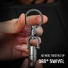 KeyUnity KM13 Swivel Keychain with D Ring Key Shackle, Titanium Rotatable Key Organizer (M Silver) view 2