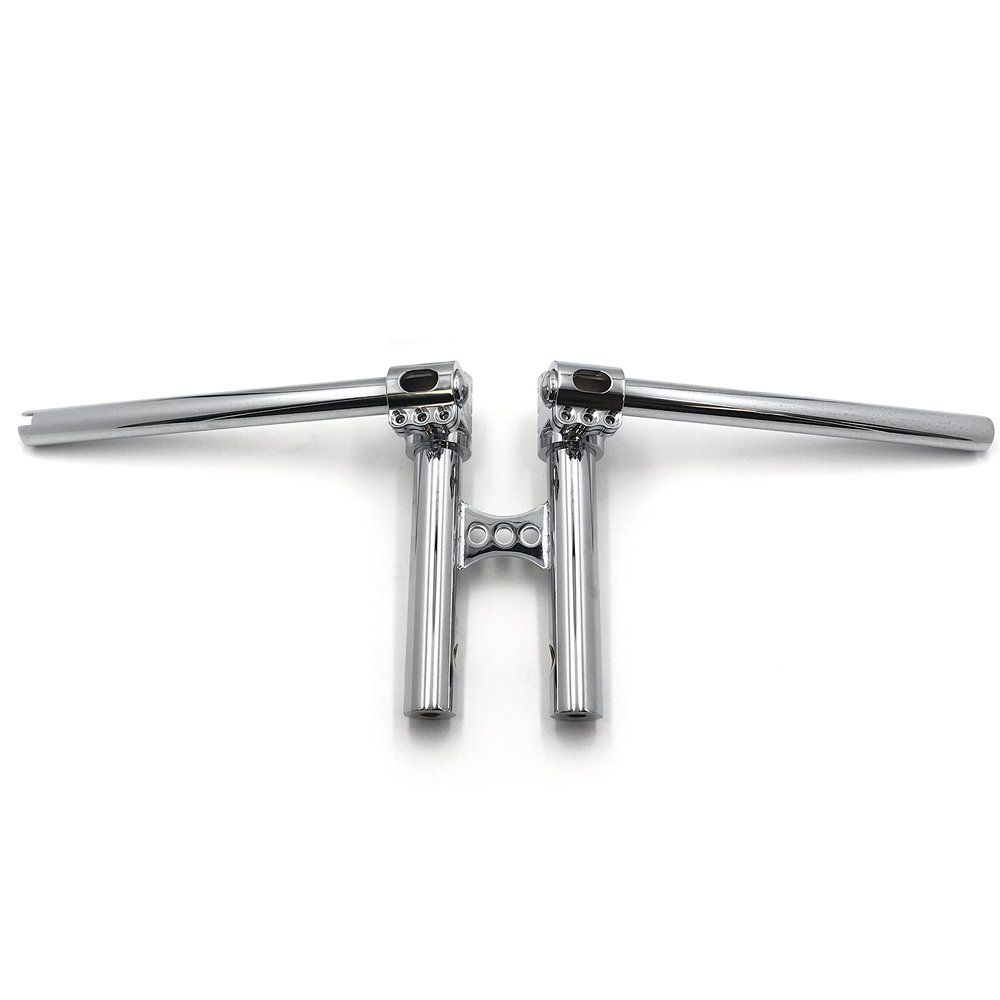 HTTMT HB015- Adjustable 8" Chrome Clip Splitter Handlebars Compatible with H-D Dyna FXR Sportster Custom
