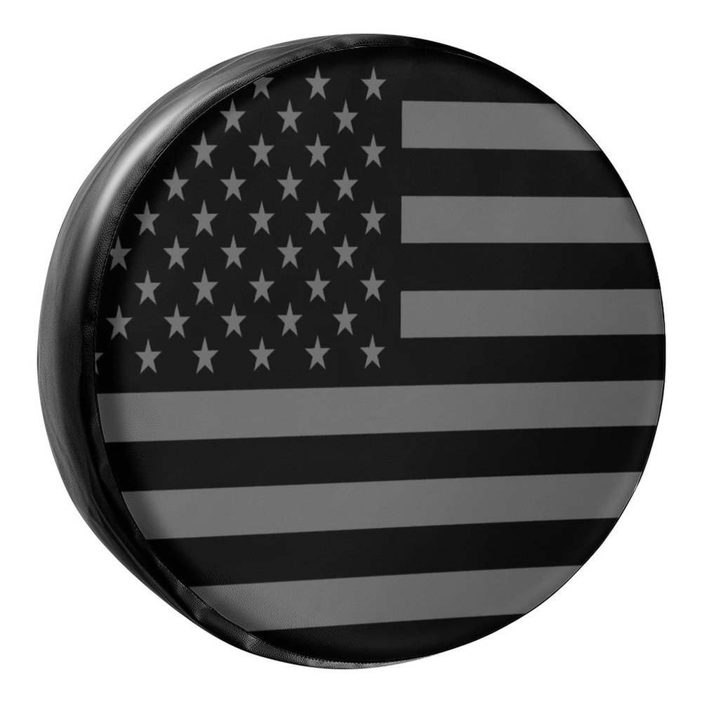 Foruidea Black America Flag Spare Tire Cover PU Leather Wheel Tire Cover Fit Trailer, RV, SUV and Many Vehicle 16inch