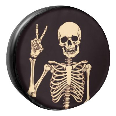 Foruidea Rock and Roll Skull Skeleton Bone Love Music Spare Tire Cover PU Leather Wheel Tire Cover Fit Trailer, RV, SUV and Many Vehicle 16inch