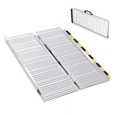 BEJONI 3FT Silvery Folding Portable Wheelchair Ramp, Non-Slip Aluminum Threshold Ramp for Home Steps and Doorways, Handicap Ramp for Home Use, Scooter Ramp for Car, 600 LBS Weight Capacity