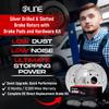 R1 Concepts Rear Brake Kit Fits 2015-2018 Porsche Cayenne| Optimum Oep Pads, Drilled Slotted Rotors| Hardware| 14.1" Rear Rotor view 3