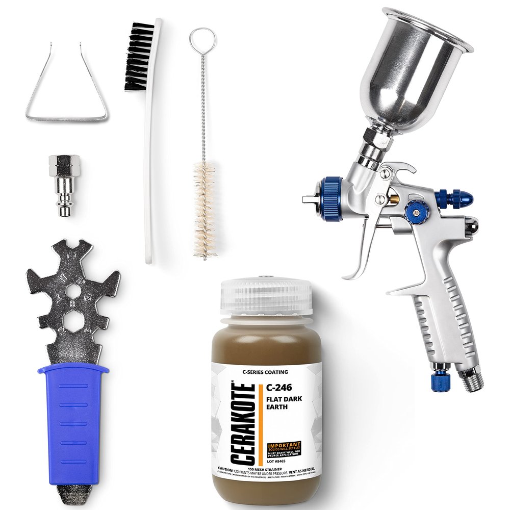 CERAKOTE C-Series Flat Dark Earth 4 oz. Project Kit (C-246) - Everything Needed to Spray Air Cure - Durable, High Performance Ceramic Coating