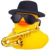 MuMyer Car Rubber Duck, Yellow Duck Car Dashboard Decorations with Mini Top Hat Musical Instrument Sunglasses Necklace(Black) view 1