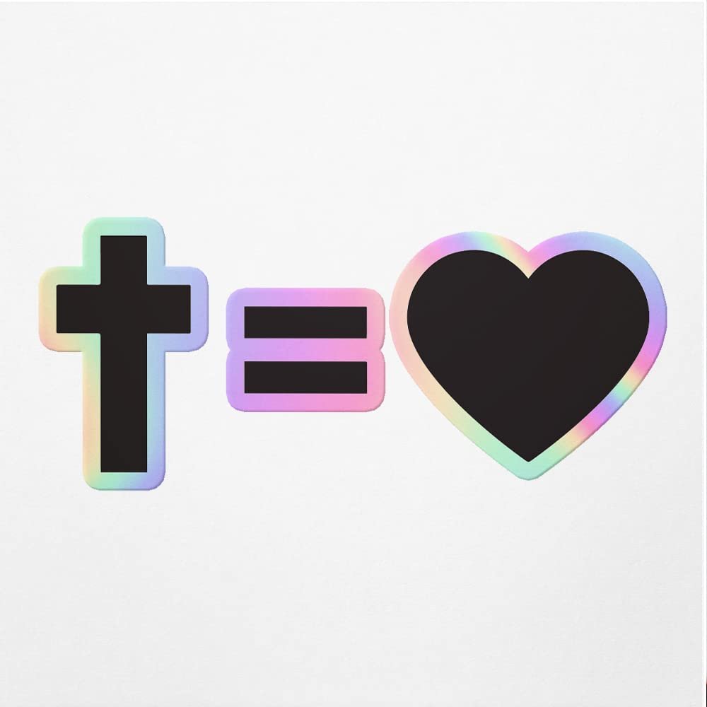 Holographic Decal Stickers of Christian The Cross Equals Love Premium Waterproof Vinyl Decal Stickers for Laptop Phone Accessory Helmet Car Window Mug Tuber Cup Door Wall Decoration ANDVER3019190HO