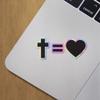 Holographic Decal Stickers of Christian The Cross Equals Love Premium Waterproof Vinyl Decal Stickers for Laptop Phone Accessory Helmet Car Window Mug Tuber Cup Door Wall Decoration ANDVER3019190HO view 2
